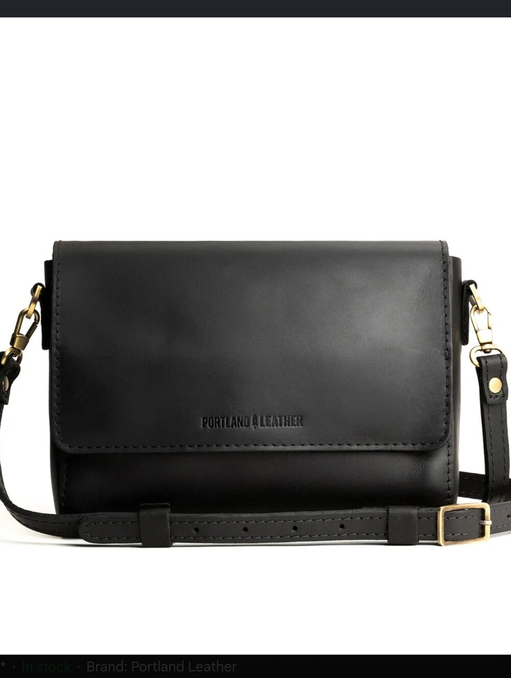 Portland Leather Black Crossbody Bag with Gold Hardware